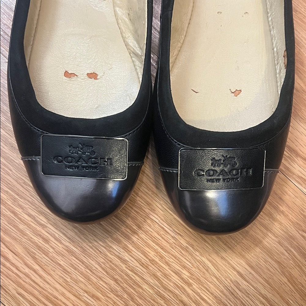 Coach Black and Silver Leather Flats - Picture 2 of 13